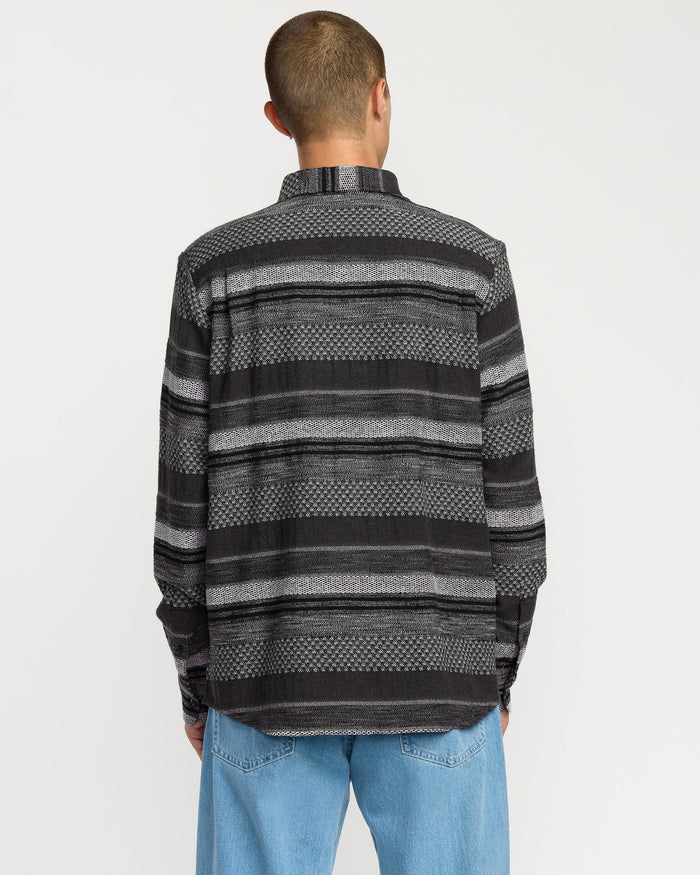 Men's Confuzzled Long Sleeve Shirt-Black-Volcom