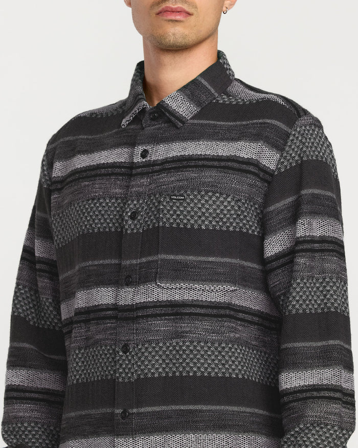 Men's Confuzzled Long Sleeve Shirt-Black-Volcom