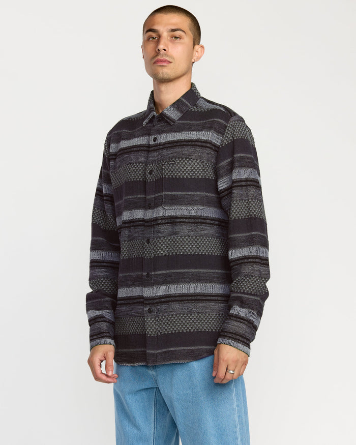 Men's Confuzzled Long Sleeve Shirt-Black-Volcom
