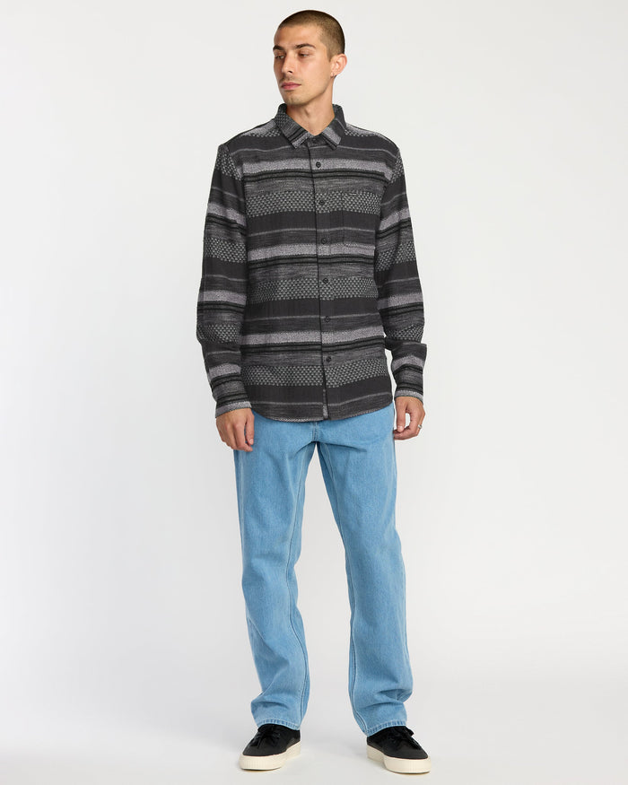 Men's Confuzzled Long Sleeve Shirt-Black-Volcom
