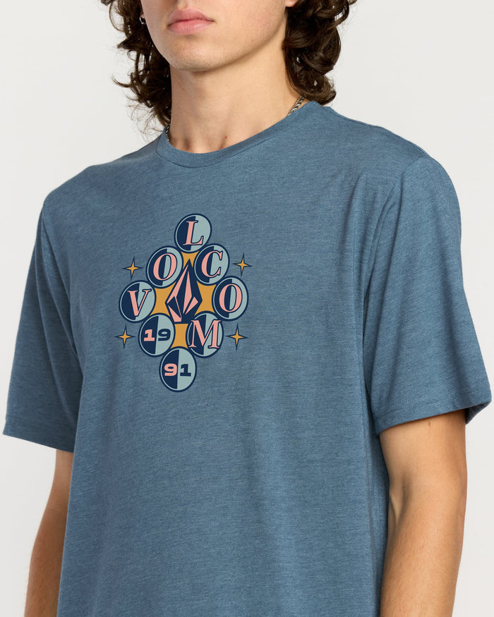 Men's Cue 91 Short Sleeve Tee-Blue Wash-Volcom