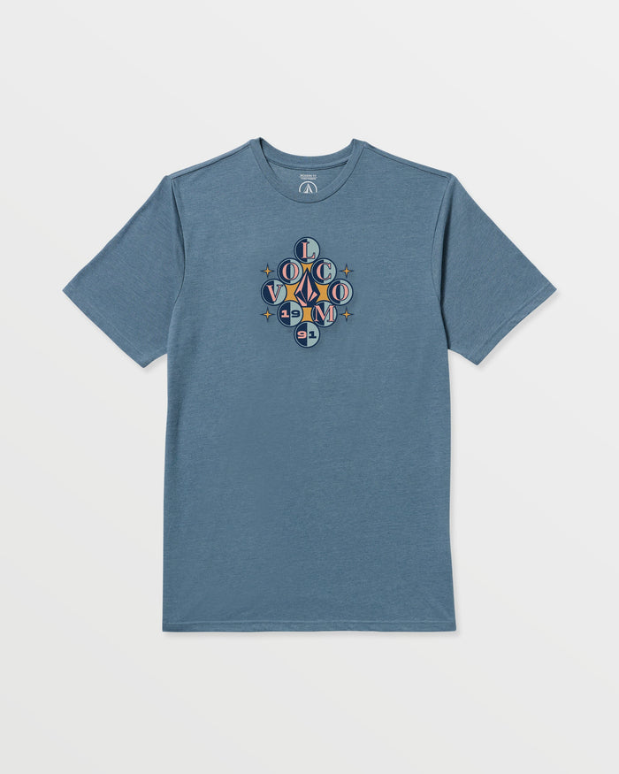 Men's Cue 91 Short Sleeve Tee-Blue Wash-Volcom