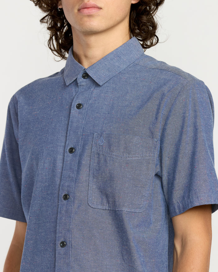 Men's Date Knight Short Sleeve Shirt-Blue Wash-Volcom