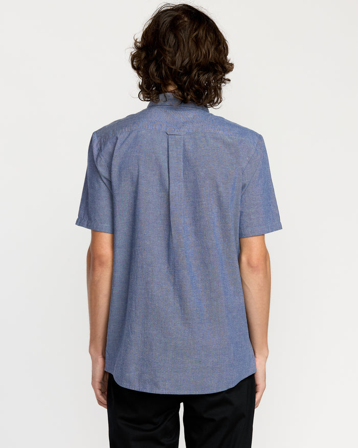 Men's Date Knight Short Sleeve Shirt-Blue Wash-Volcom