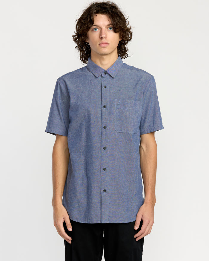 Men's Date Knight Short Sleeve Shirt-Blue Wash-Volcom