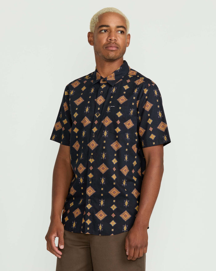 Men's Desert Dobby Short Sleeve Shirt-Black-Volcom