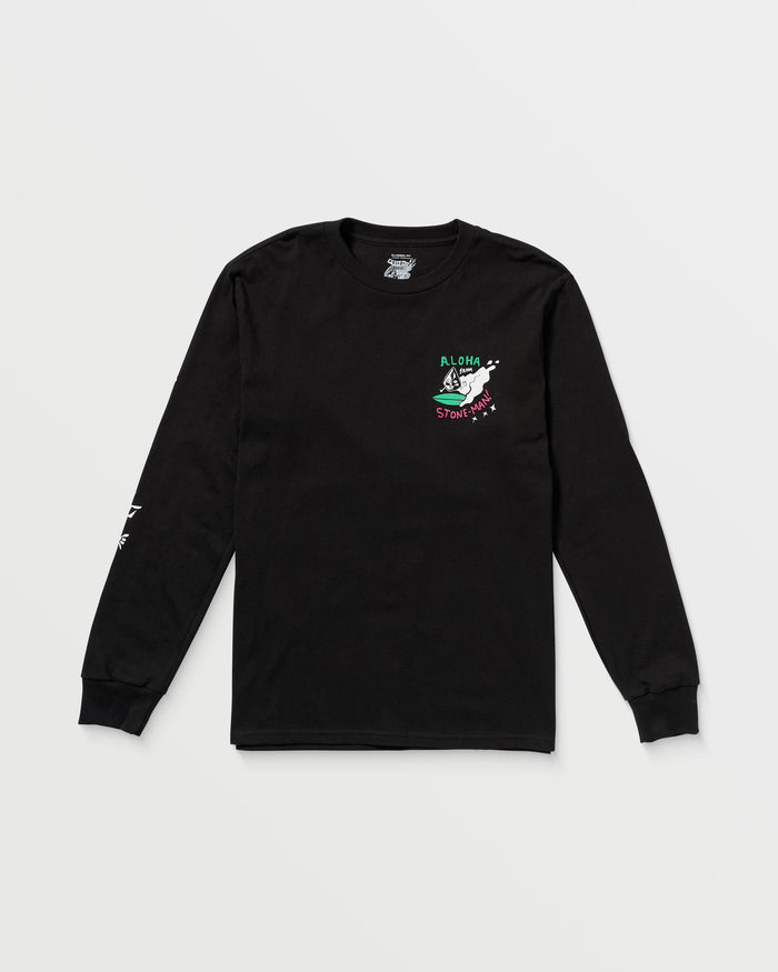 Men's Drewtoonz Long Sleeve Tee-Black-Volcom