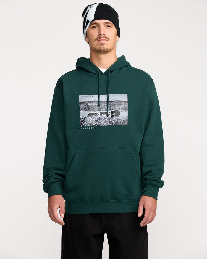 Men's Essential Hoodie-Black Green-Volcom