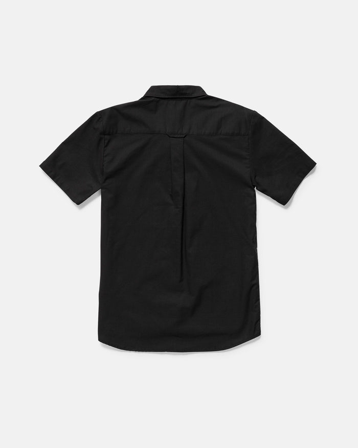 Black short-sleeve shirt on a white background