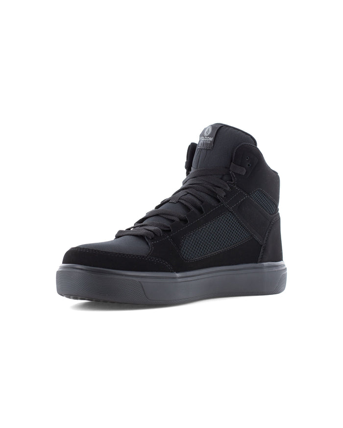 Men's Evolve Safety Toe High Top Work Sneakers-Triple Black-Volcom