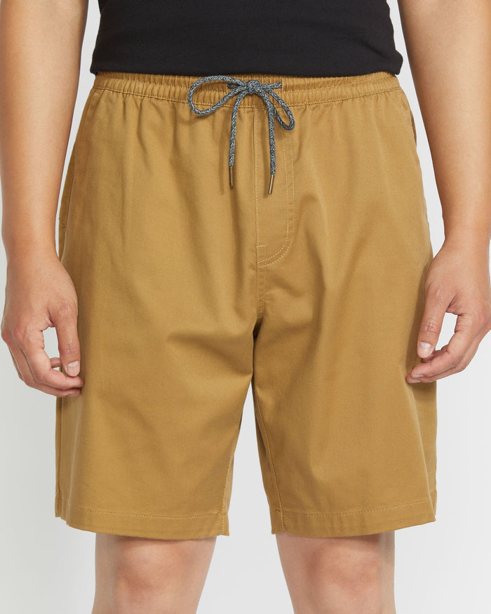Men's Frickin Elastic Waist Shorts-Dark Khaki-Volcom