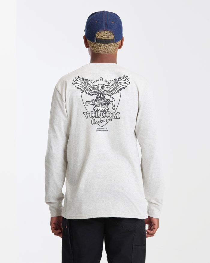 Men's Hammered Long Sleeve Tee-Stone Heather-Volcom