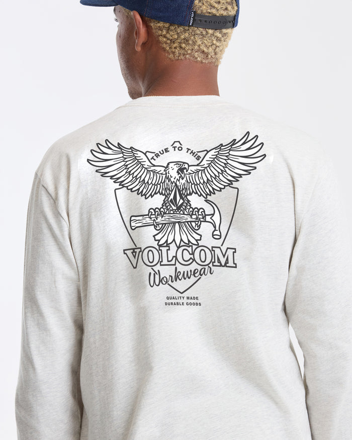 Men's Hammered Long Sleeve Tee-Stone Heather-Volcom
