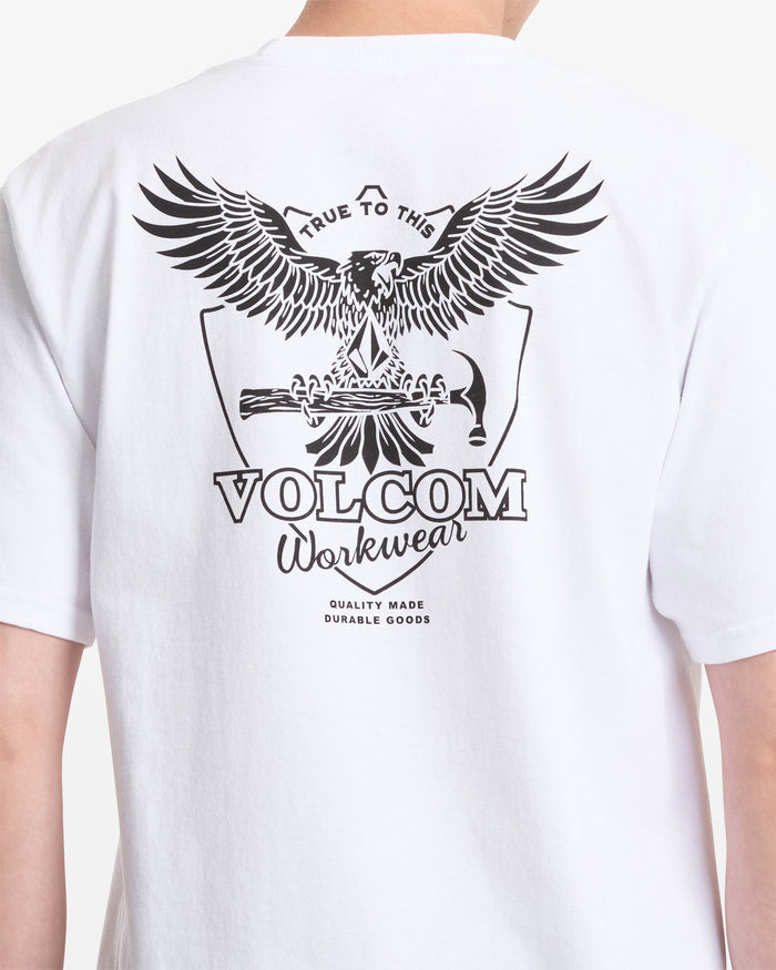 Men's Hammered Split Short Sleeve Tee-White-Volcom