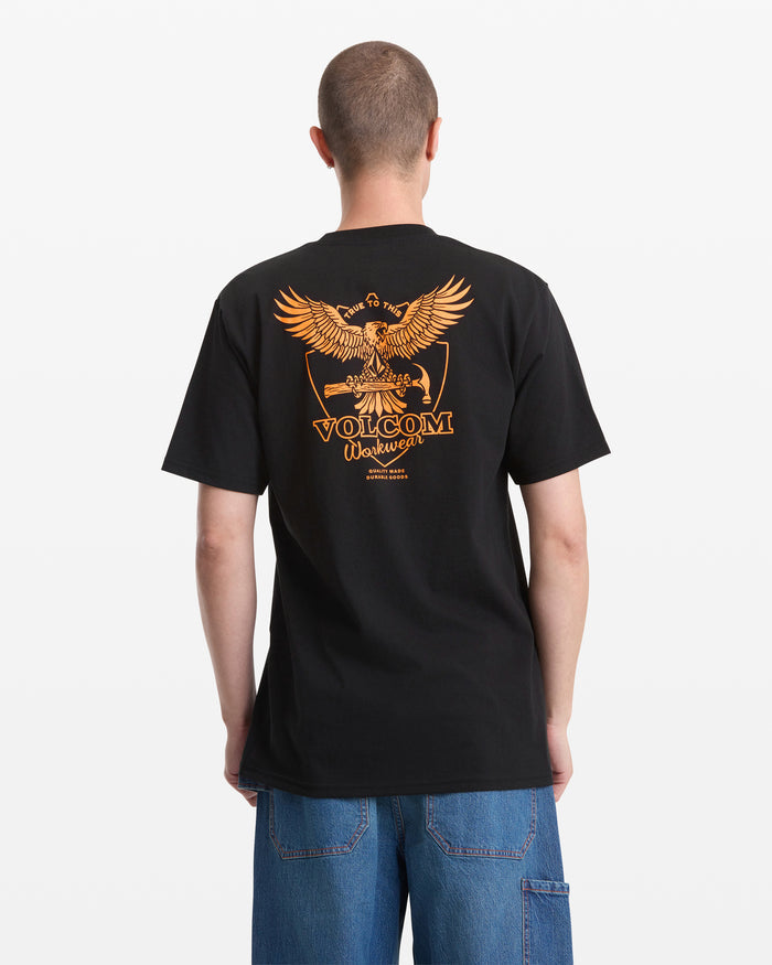 Men's Hammered Split Short Sleeve Tee-Black-Volcom