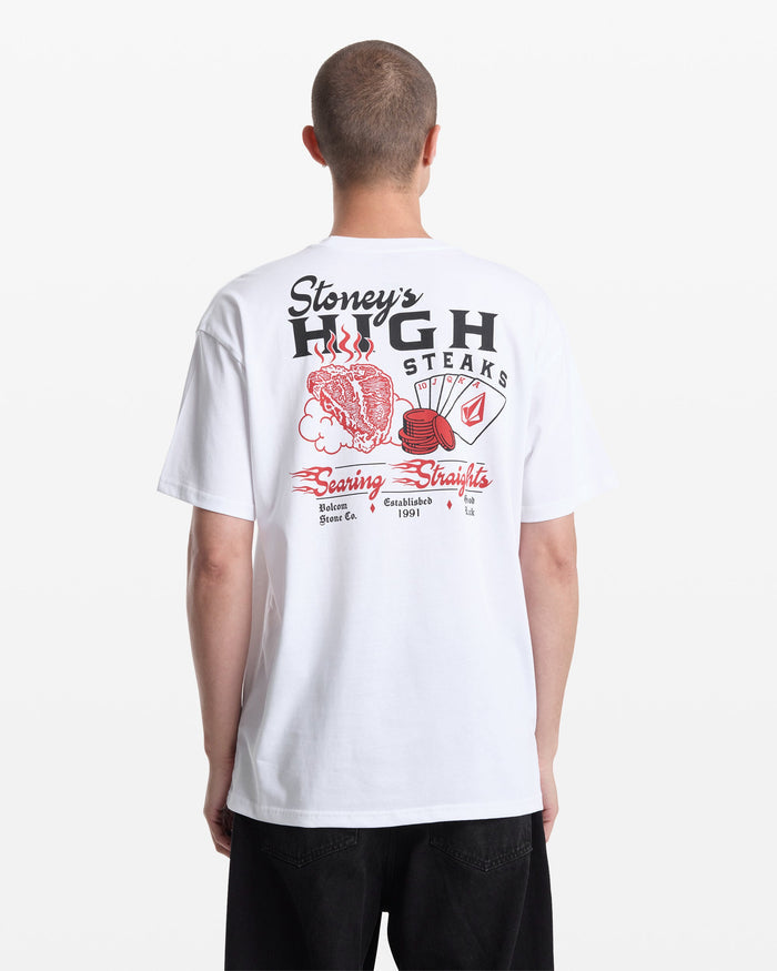 Men's High Steaks Short Sleeve Tee-White-Volcom