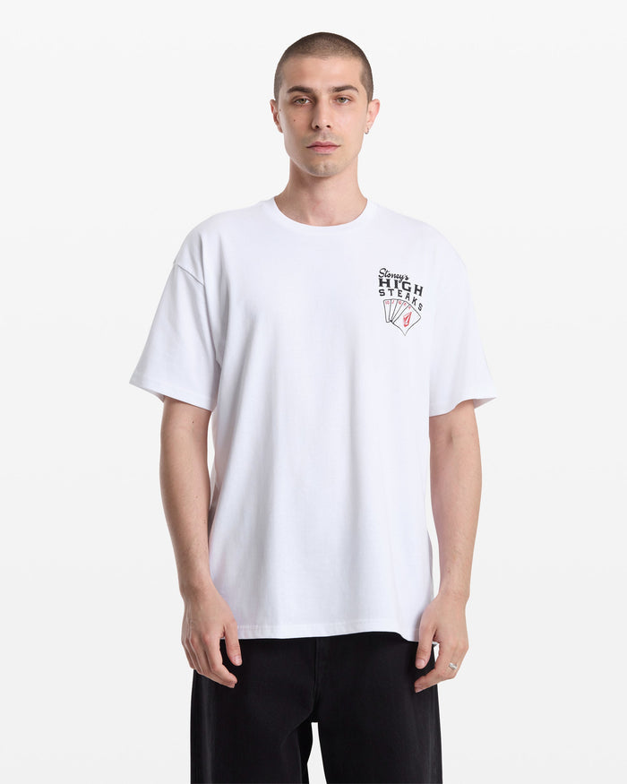 Men's High Steaks Short Sleeve Tee-White-Volcom