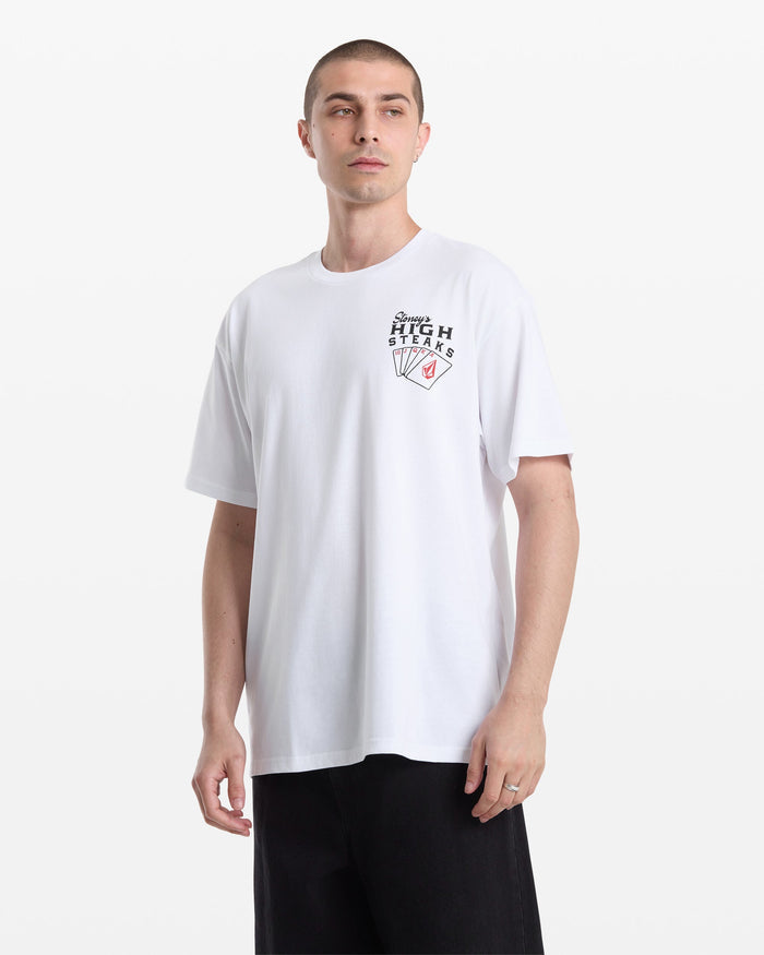 Men's High Steaks Short Sleeve Tee-White-Volcom
