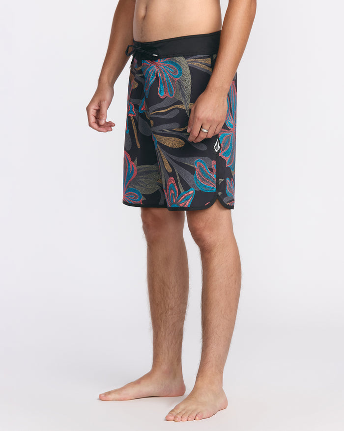 Men's Infuse Scallop Mod Trunks-Black Print-Volcom