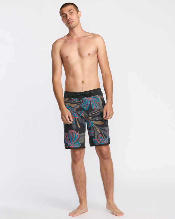 Men's Infuse Scallop Mod Trunks-Black Print-Volcom