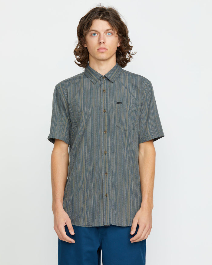 Men's Jahstripe Short Sleeve-Dark Slate-Volcom