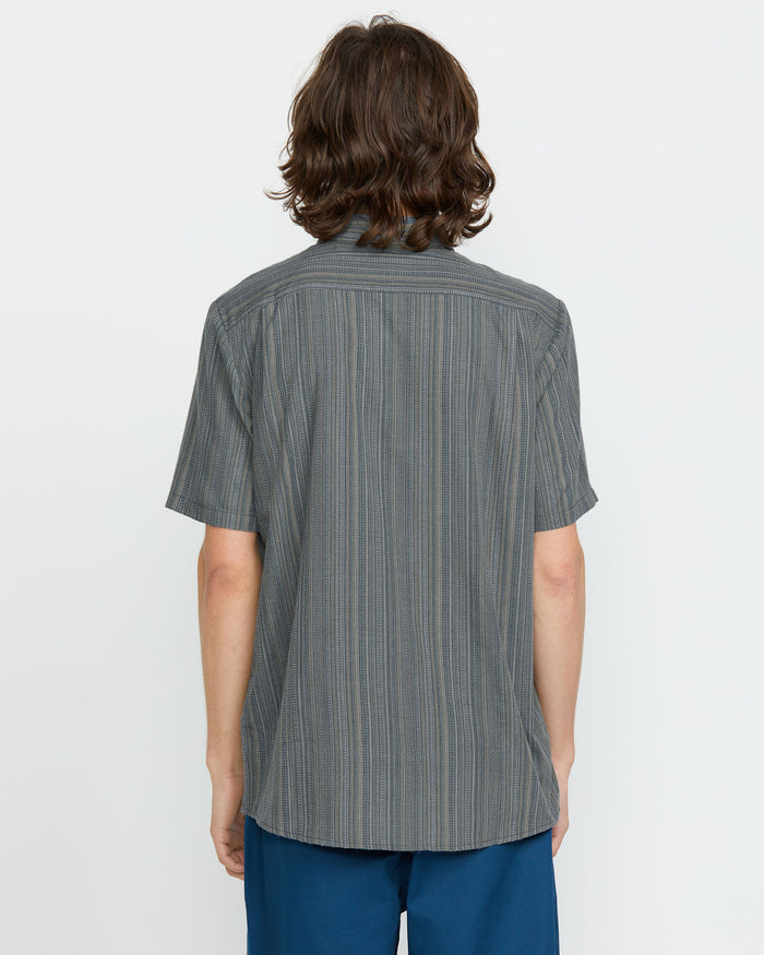 Men's Jahstripe Short Sleeve-Dark Slate-Volcom