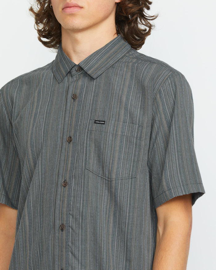 Men's Jahstripe Short Sleeve-Dark Slate-Volcom