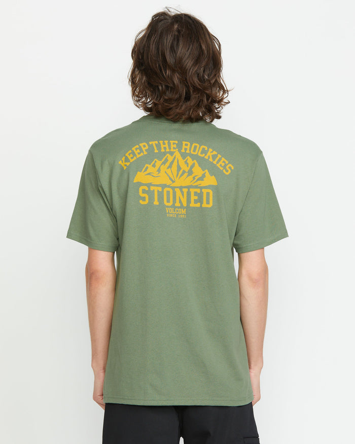 Men's Keep Rockies Stoned Short Sleeve Tee-Light Olive-Volcom