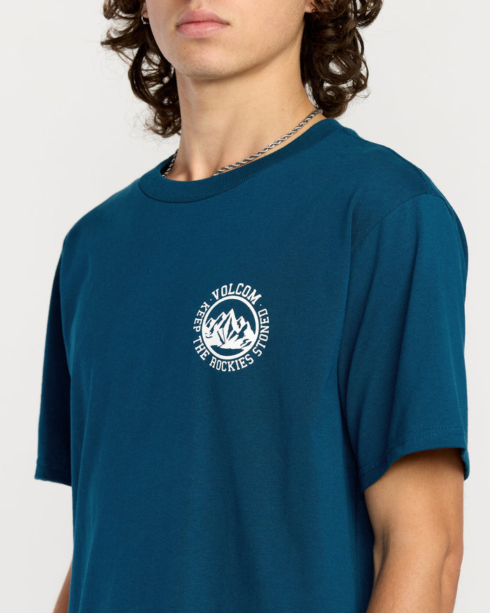 Men's Keep Rockies Stoned Short Sleeve Tee-Cosmic Blue-Volcom