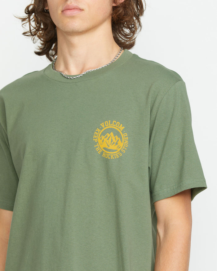 Men's Keep Rockies Stoned Short Sleeve Tee-Light Olive-Volcom