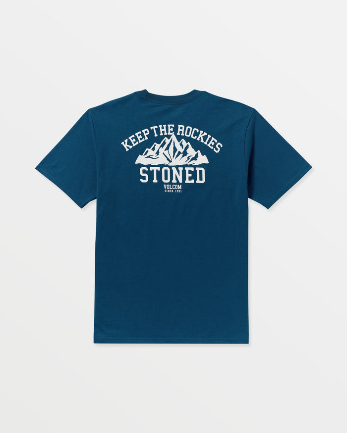 Men's Keep Rockies Stoned Short Sleeve Tee-Cosmic Blue-Volcom