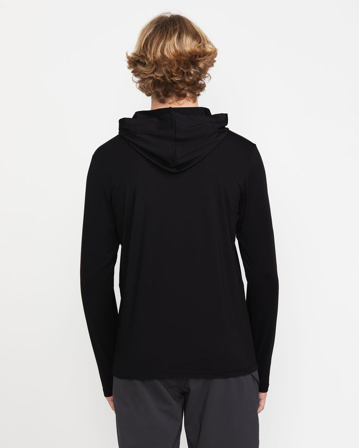 Men's Largee Iconic Hood Long Sleeve Rashguard-Black-Volcom