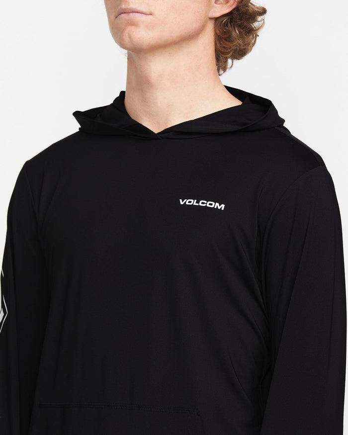 Men's Largee Iconic Hood Long Sleeve Rashguard-Black-Volcom