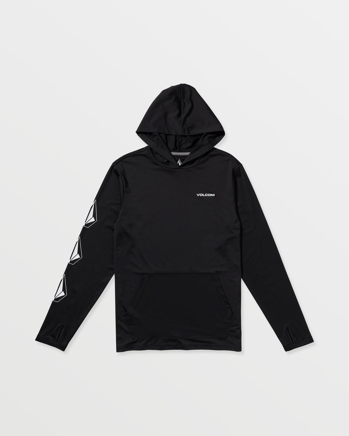 Men's Largee Iconic Hood Long Sleeve Rashguard-Black-Volcom