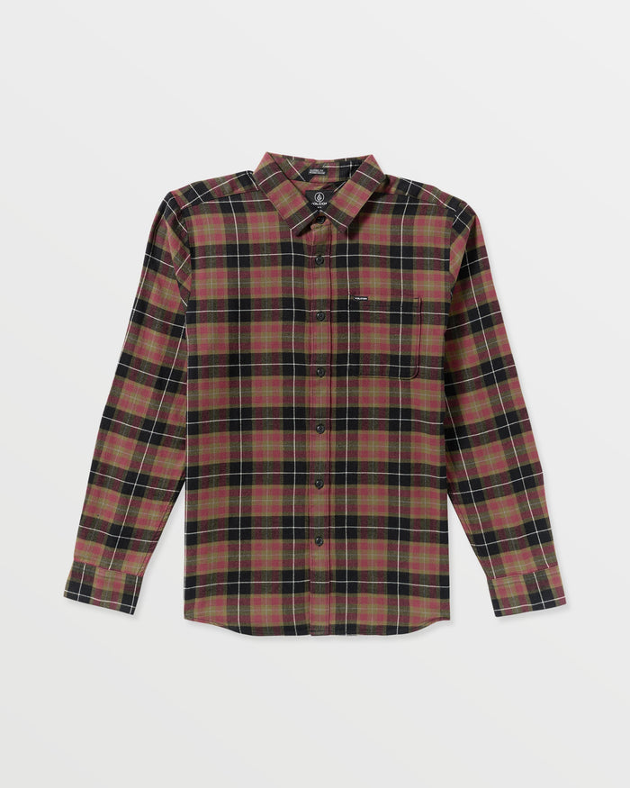 Men's Caden Flannel Shirt-Black/Red-Volcom