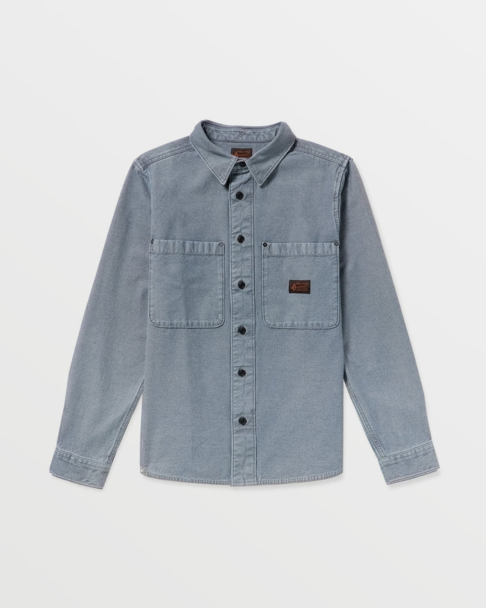 Men's Long Sleeve Shirt-Blue Wash-Volcom