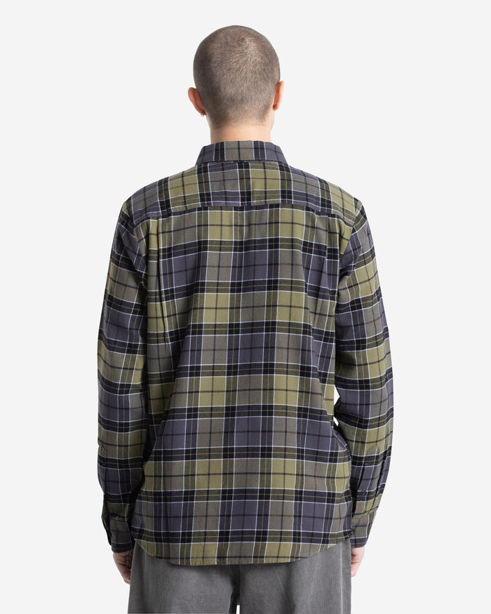 Men's Caden Plaid Long Sleeve Shirt-Dark Olive-Volcom