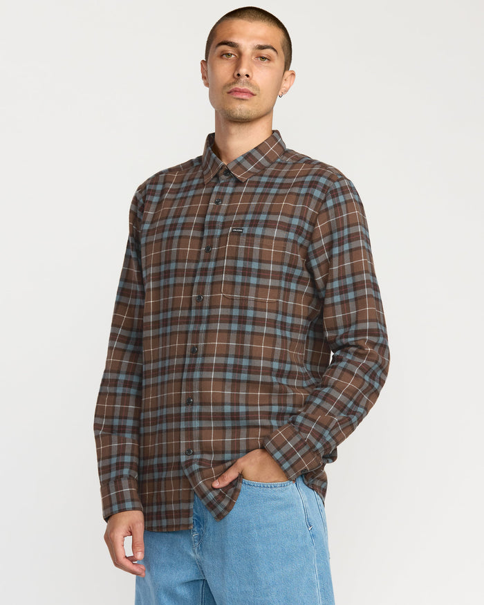Men's Caden Flannel Shirt-Brownstone-Volcom