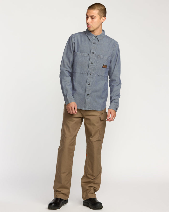 Men's Long Sleeve Shirt-Blue Wash-Volcom