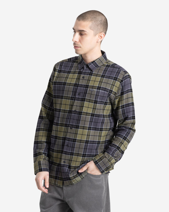 Men's Caden Plaid Long Sleeve Shirt-Dark Olive-Volcom