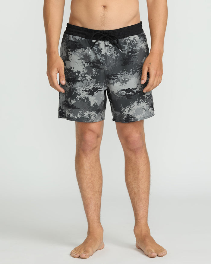 Men's Lido Print 16" Trunks-Black-Volcom