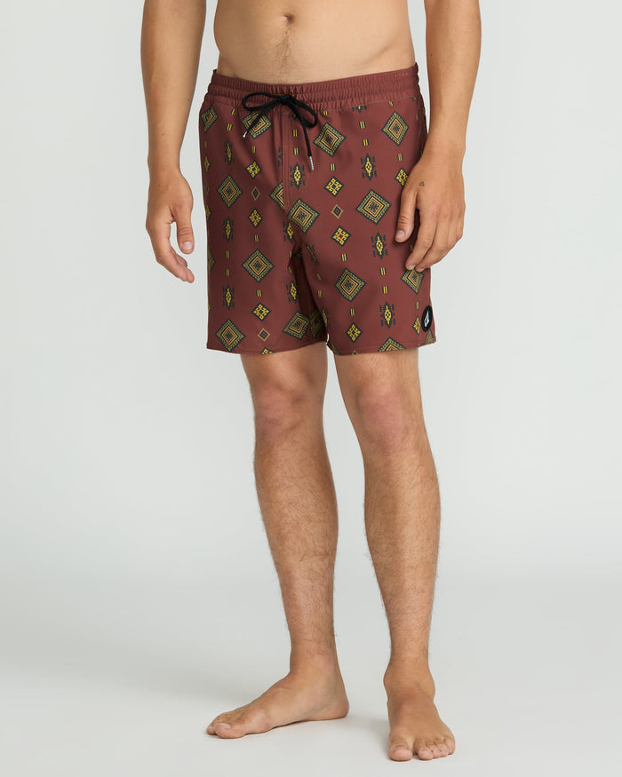 Men's Lido Print 16" Trunks-Mahogany-Volcom