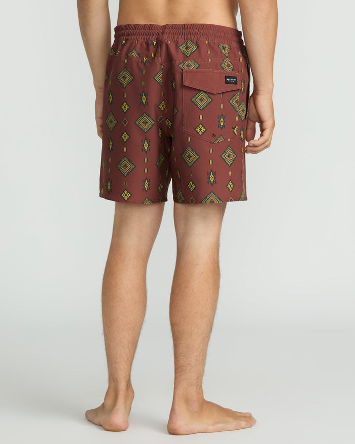 Men's Lido Print 16" Trunks-Mahogany-Volcom