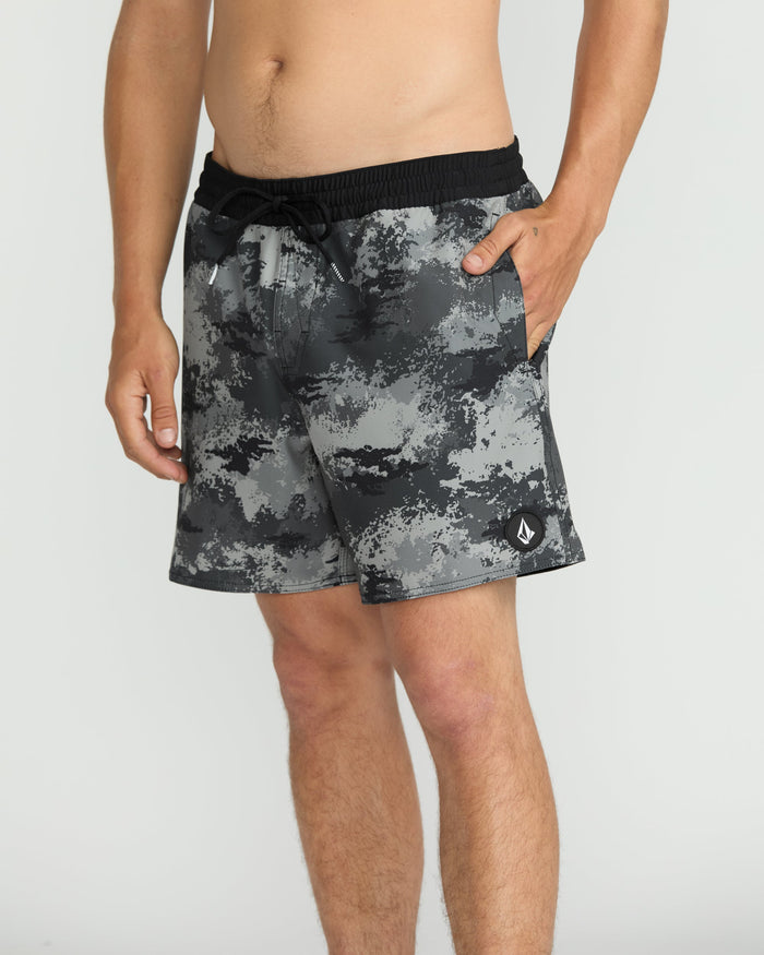 Men's Lido Print 16" Trunks-Black-Volcom