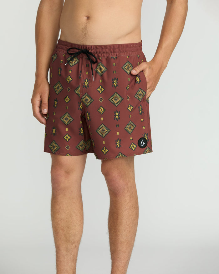 Men's Lido Print 16" Trunks-Mahogany-Volcom