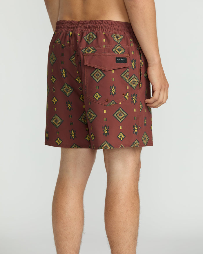 Men's Lido Print 16" Trunks-Mahogany-Volcom