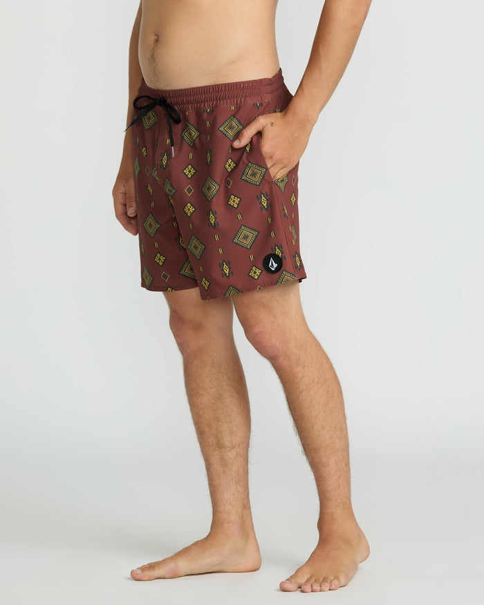 Men's Lido Print 16" Trunks-Mahogany-Volcom