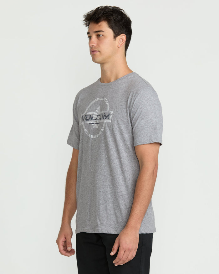 Men's Line Service Short Sleeve Tee-Heather Grey-Volcom