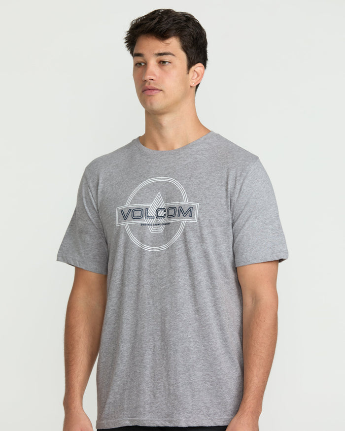 Men's Line Service Short Sleeve Tee-Heather Grey-Volcom