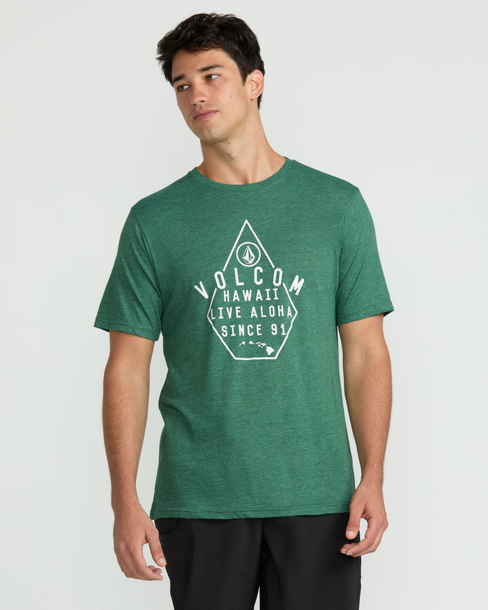 Men's Lined Up Short Sleeve Tee-Forest Heather-Volcom